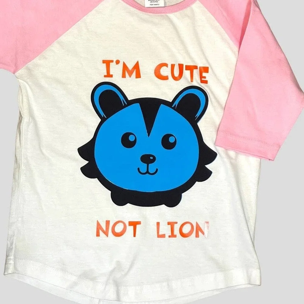 I'm Cute Not Lion|Baseball Style|‎ Toddler Tee Shirt Cotton 4T|Cute|Funny|Animal